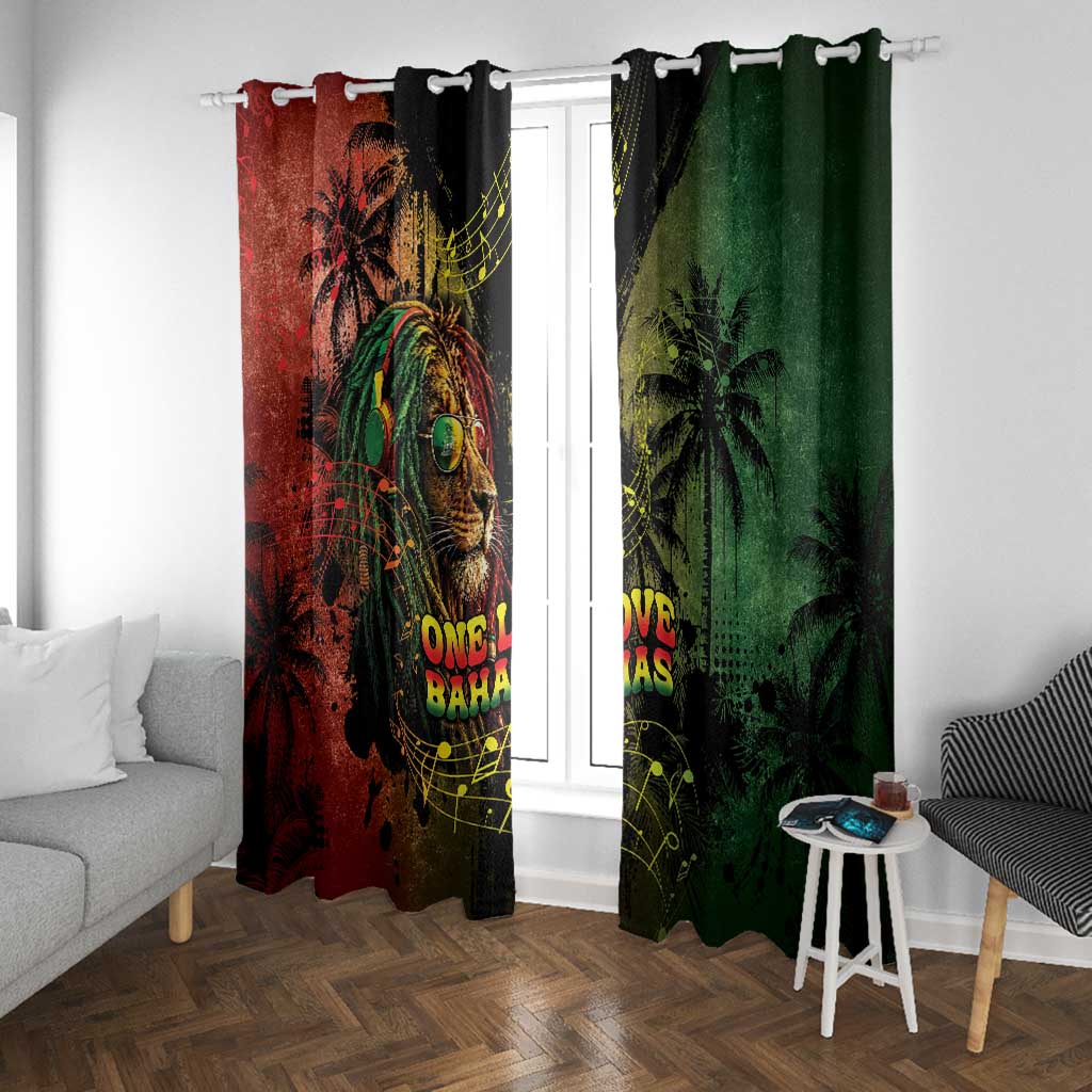 One Love Bahamas Window Curtain Rastafarian Lion Reggae Grunge Style