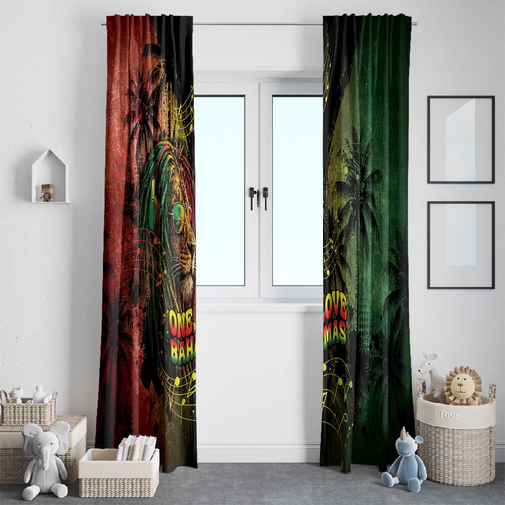 One Love Bahamas Window Curtain Rastafarian Lion Reggae Grunge Style