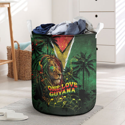 One Love Guyana Laundry Basket Rastafarian Lion Reggae Grunge Style