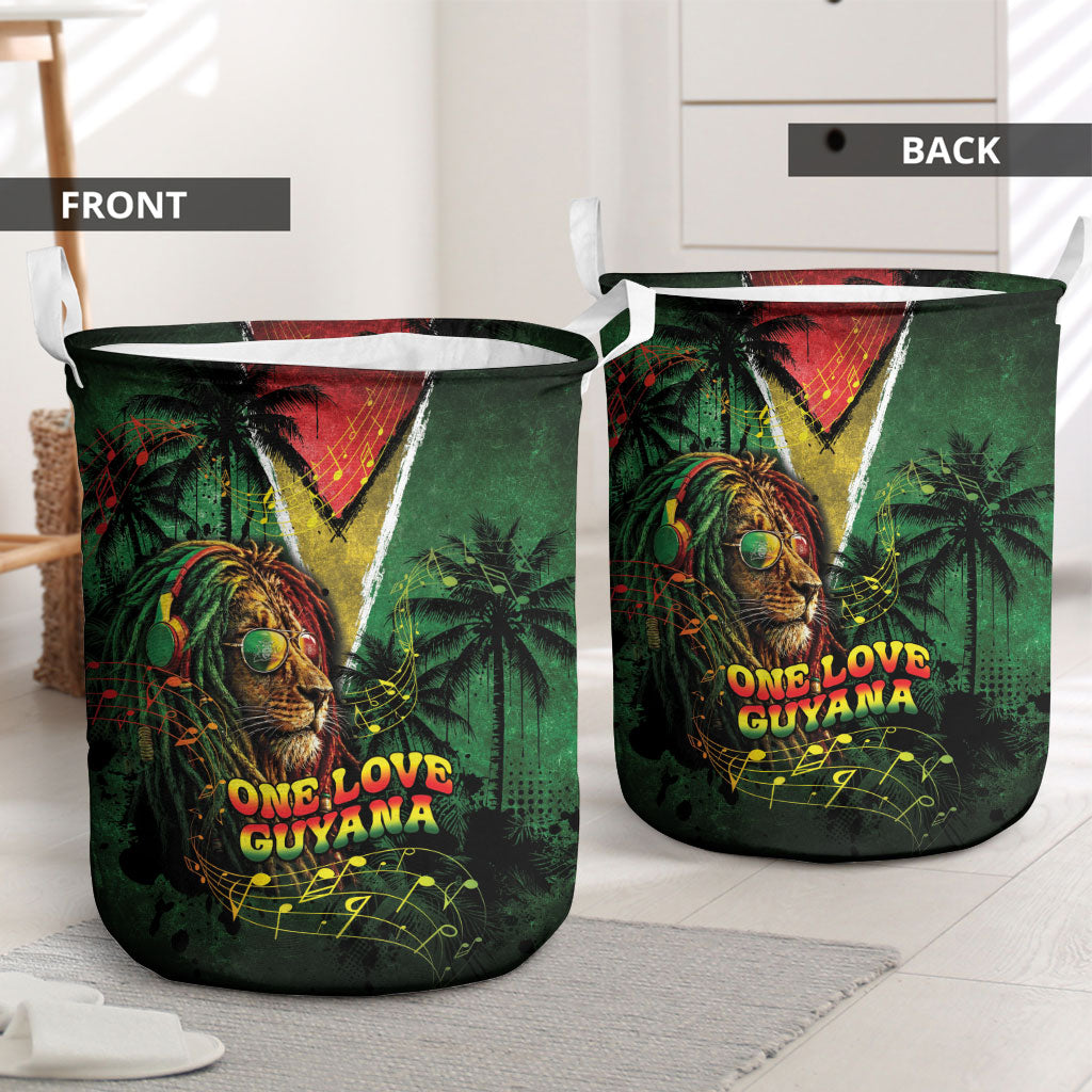 One Love Guyana Laundry Basket Rastafarian Lion Reggae Grunge Style