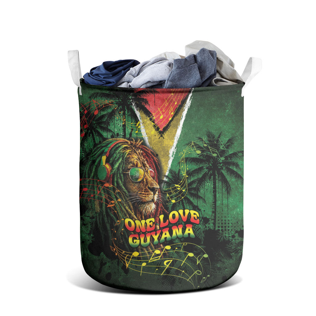 One Love Guyana Laundry Basket Rastafarian Lion Reggae Grunge Style