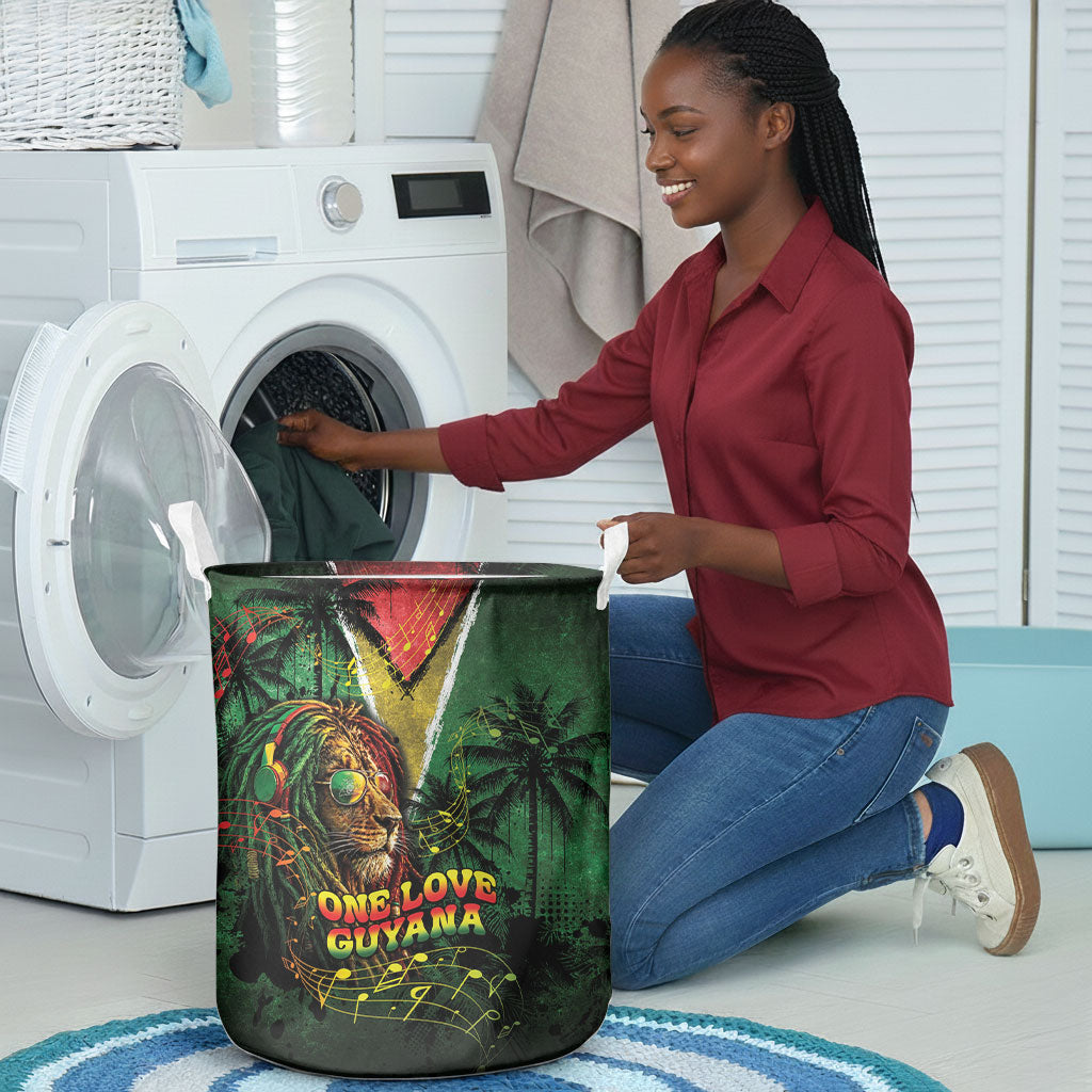 One Love Guyana Laundry Basket Rastafarian Lion Reggae Grunge Style