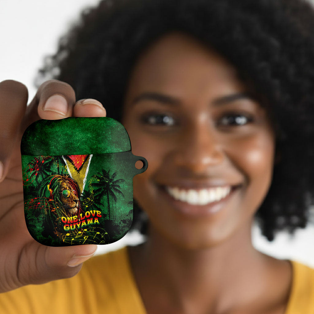 One Love Guyana AirPods Case Rastafarian Lion Reggae Grunge Style