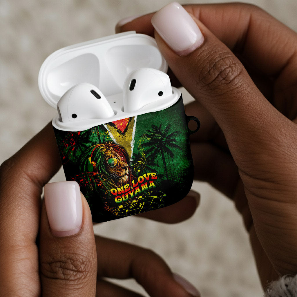 One Love Guyana AirPods Case Rastafarian Lion Reggae Grunge Style