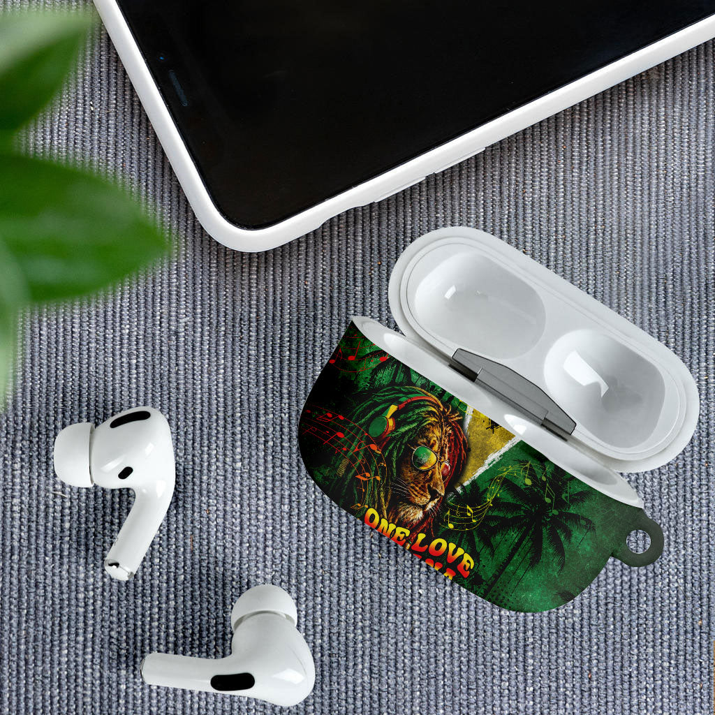 One Love Guyana AirPods Case Rastafarian Lion Reggae Grunge Style