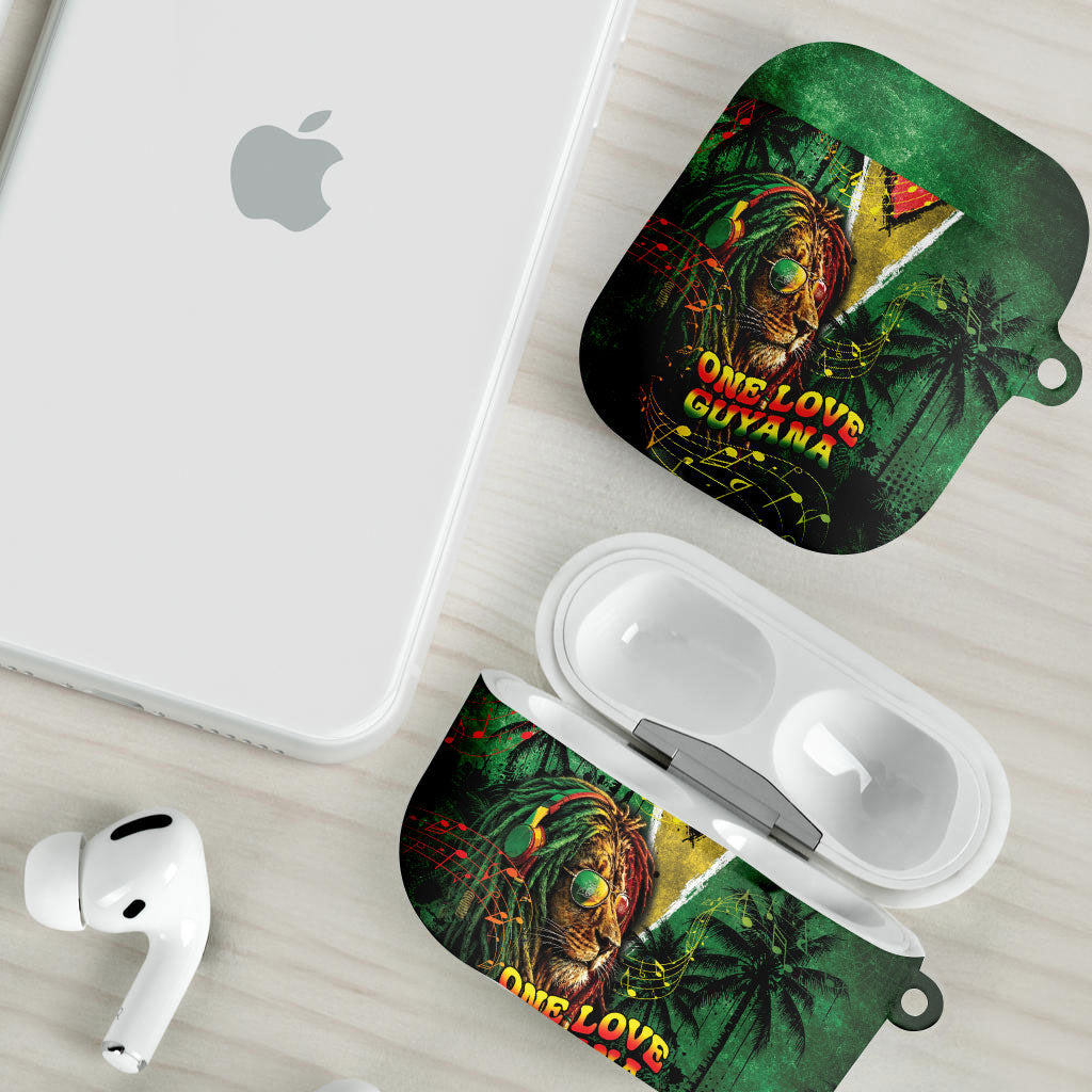 One Love Guyana AirPods Case Rastafarian Lion Reggae Grunge Style