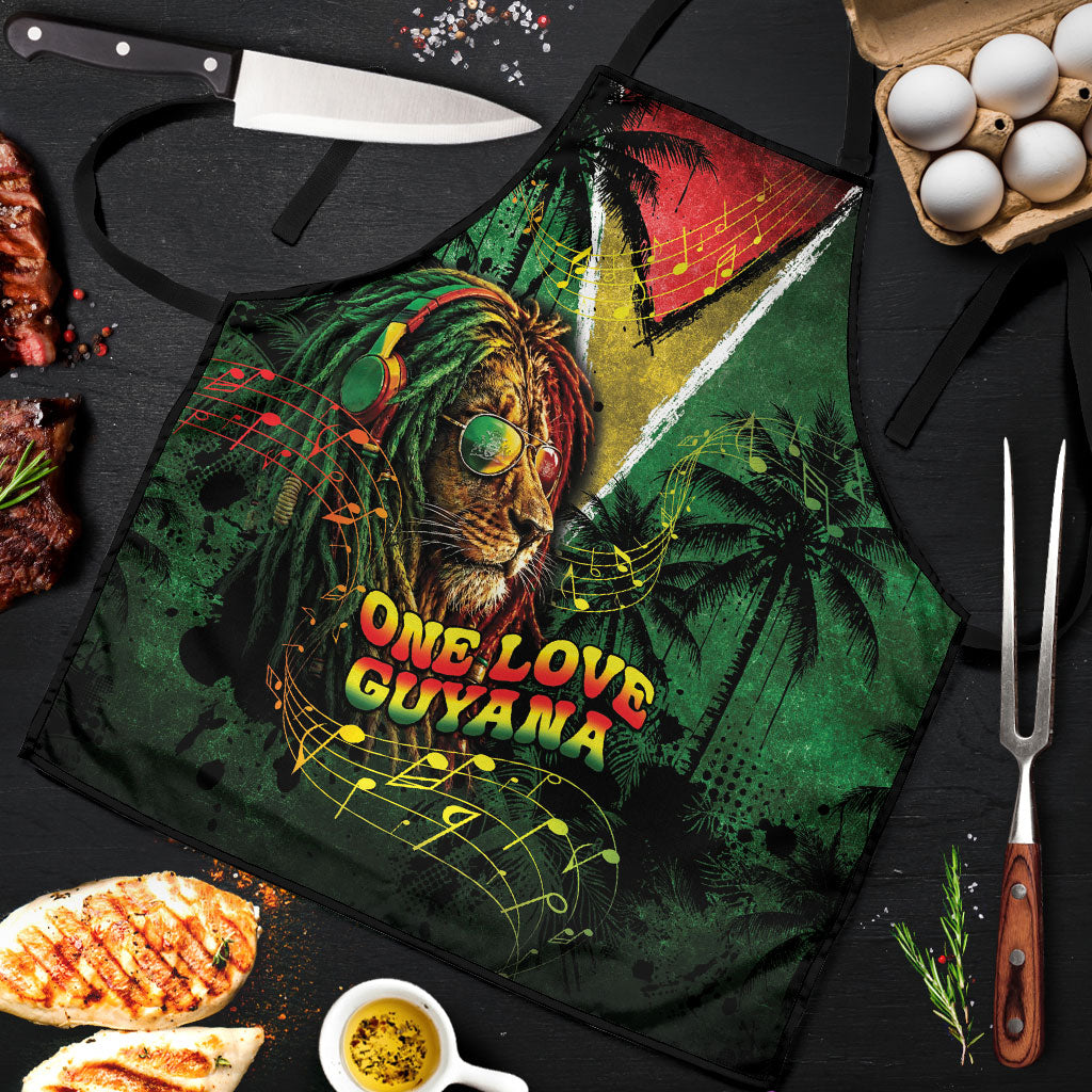 One Love Guyana Apron Rastafarian Lion Reggae Grunge Style