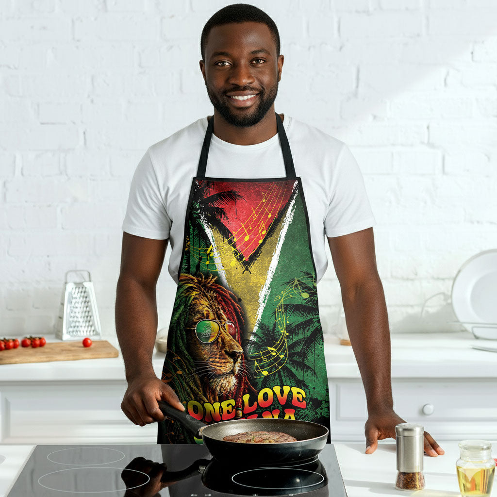 One Love Guyana Apron Rastafarian Lion Reggae Grunge Style