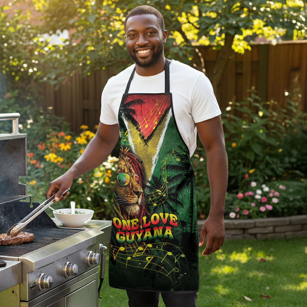 One Love Guyana Apron Rastafarian Lion Reggae Grunge Style