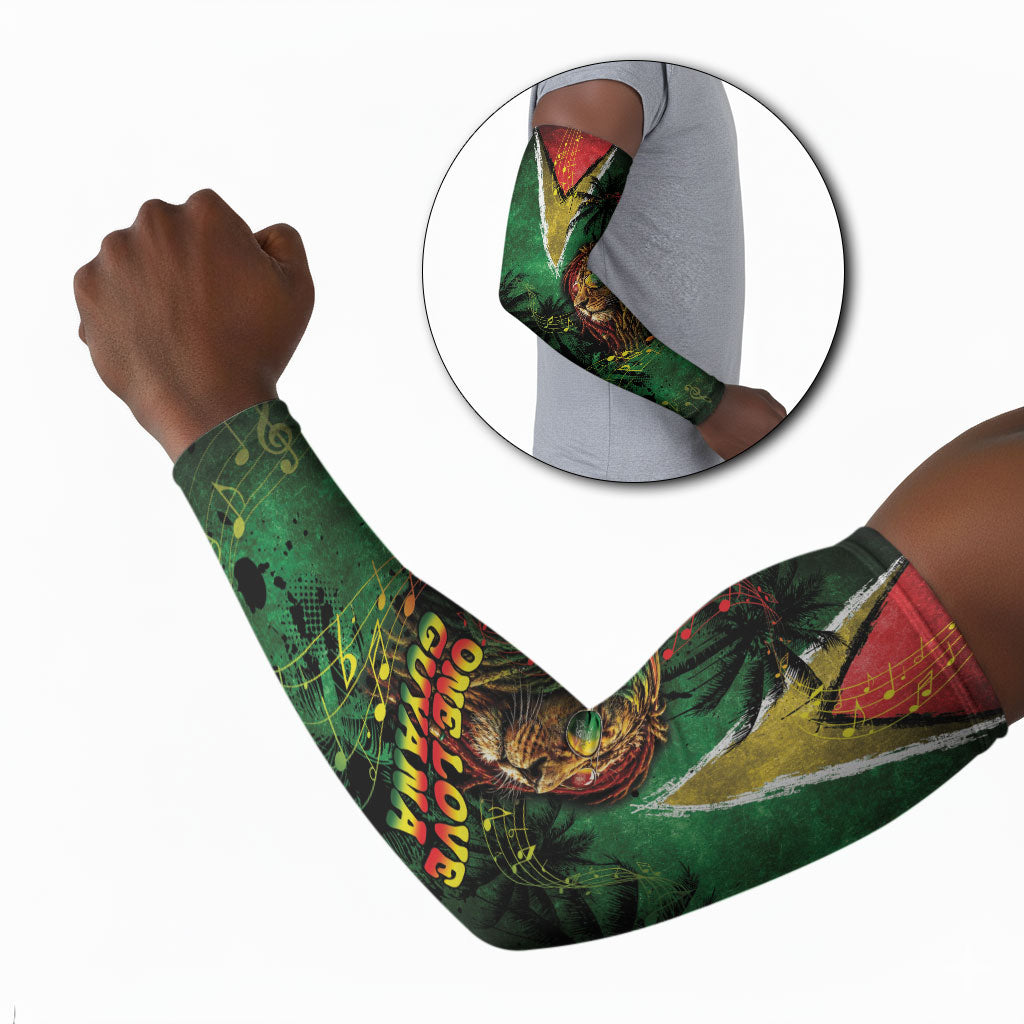 One Love Guyana Arm Sleeves Rastafarian Lion Reggae Grunge Style