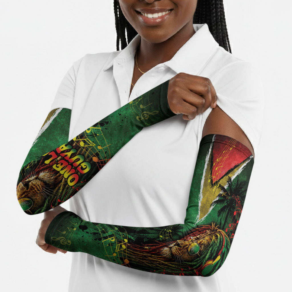 One Love Guyana Arm Sleeves Rastafarian Lion Reggae Grunge Style