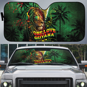 One Love Guyana Auto Sun Shade Rastafarian Lion Reggae Grunge Style