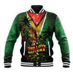 One Love Guyana Baseball Jacket Rastafarian Lion Reggae Grunge Style