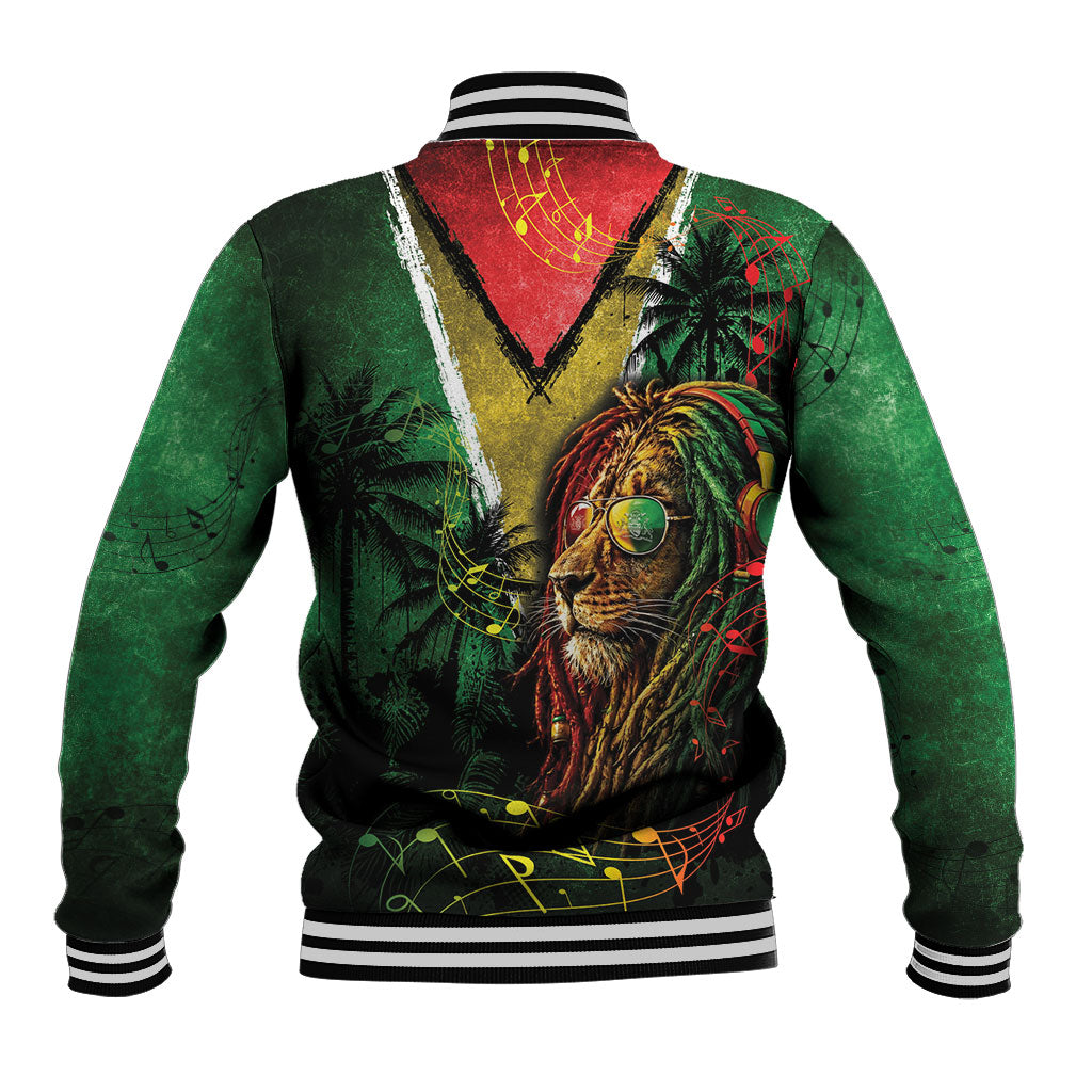 One Love Guyana Baseball Jacket Rastafarian Lion Reggae Grunge Style