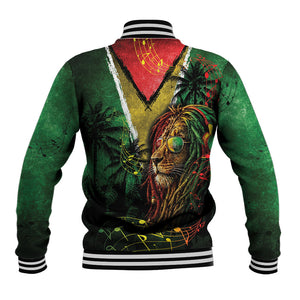 One Love Guyana Baseball Jacket Rastafarian Lion Reggae Grunge Style