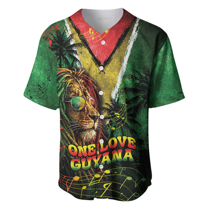 One Love Guyana Baseball Jersey Rastafarian Lion Reggae Grunge Style