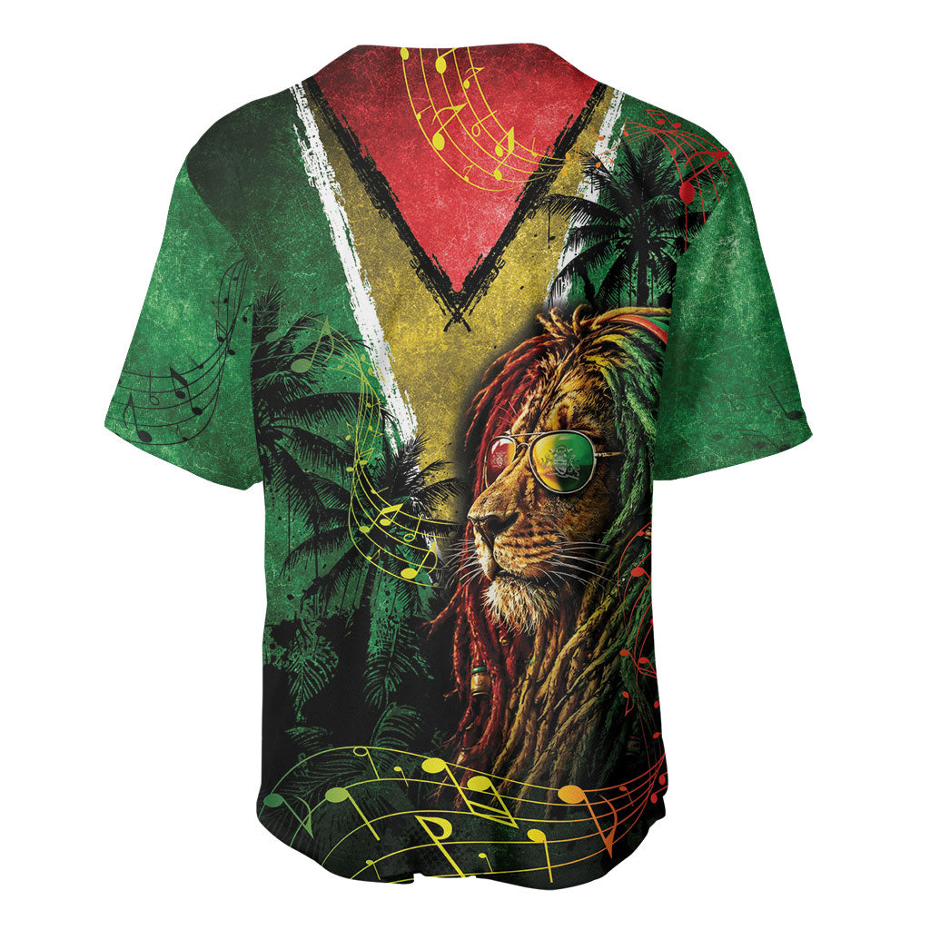 One Love Guyana Baseball Jersey Rastafarian Lion Reggae Grunge Style