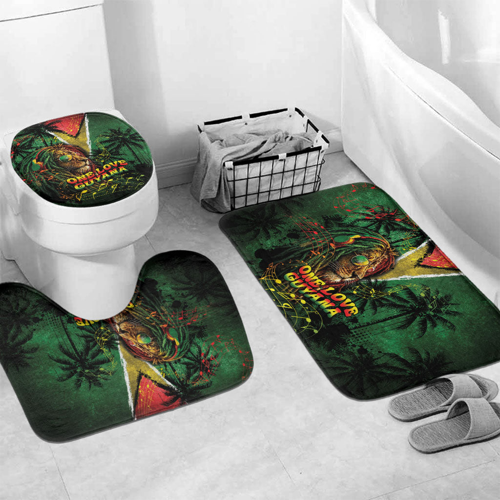 One Love Guyana Bathroom Set Rastafarian Lion Reggae Grunge Style