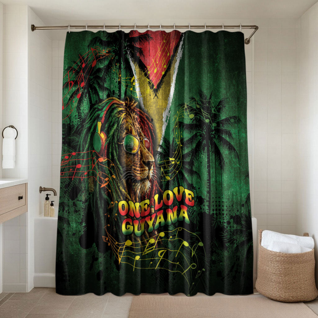 One Love Guyana Bathroom Set Rastafarian Lion Reggae Grunge Style