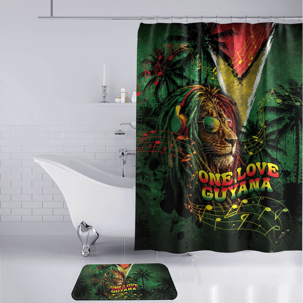 One Love Guyana Bathroom Set Rastafarian Lion Reggae Grunge Style