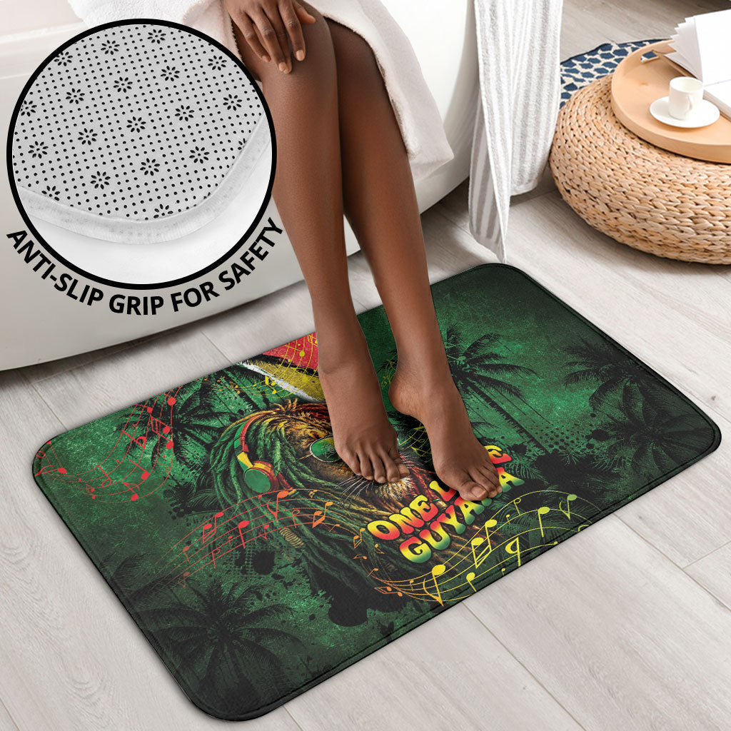 One Love Guyana Bathroom Set Rastafarian Lion Reggae Grunge Style