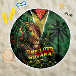 One Love Guyana Beach Blanket Rastafarian Lion Reggae Grunge Style
