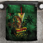 One Love Guyana Bedding Set Rastafarian Lion Reggae Grunge Style