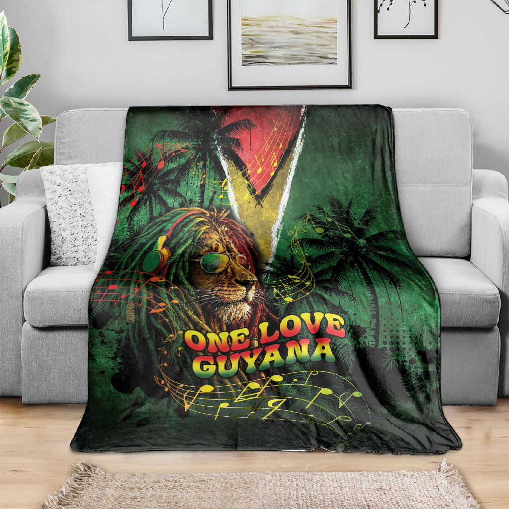 One Love Guyana Blanket Rastafarian Lion Reggae Grunge Style