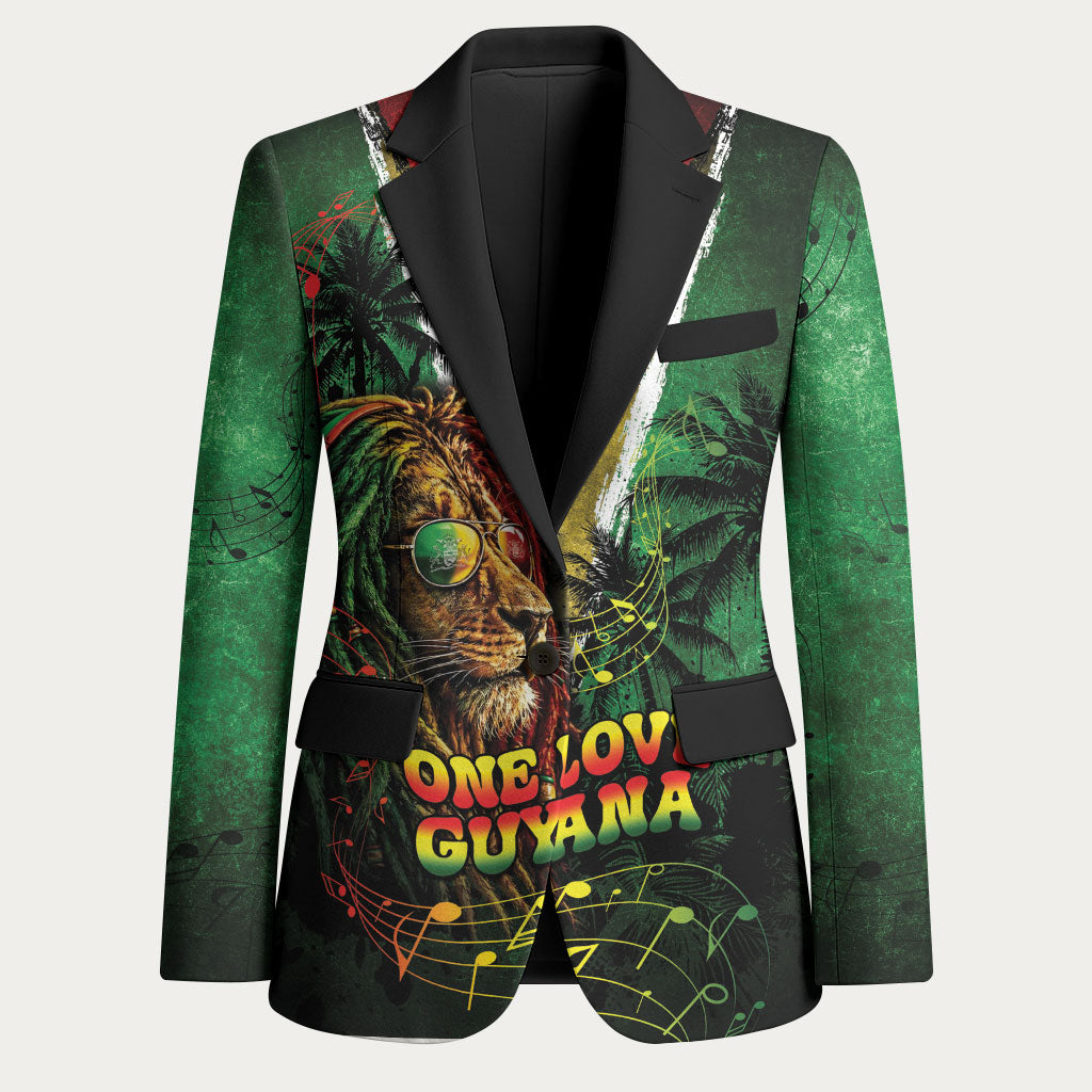 One Love Guyana Blazer Rastafarian Lion Reggae Grunge Style