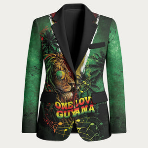 One Love Guyana Blazer Rastafarian Lion Reggae Grunge Style