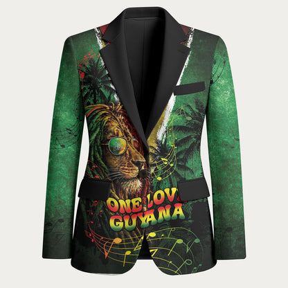 One Love Guyana Blazer Rastafarian Lion Reggae Grunge Style