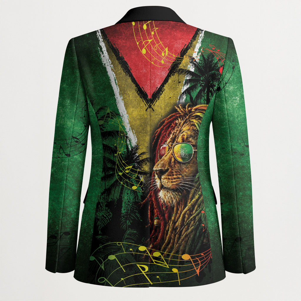 One Love Guyana Blazer Rastafarian Lion Reggae Grunge Style