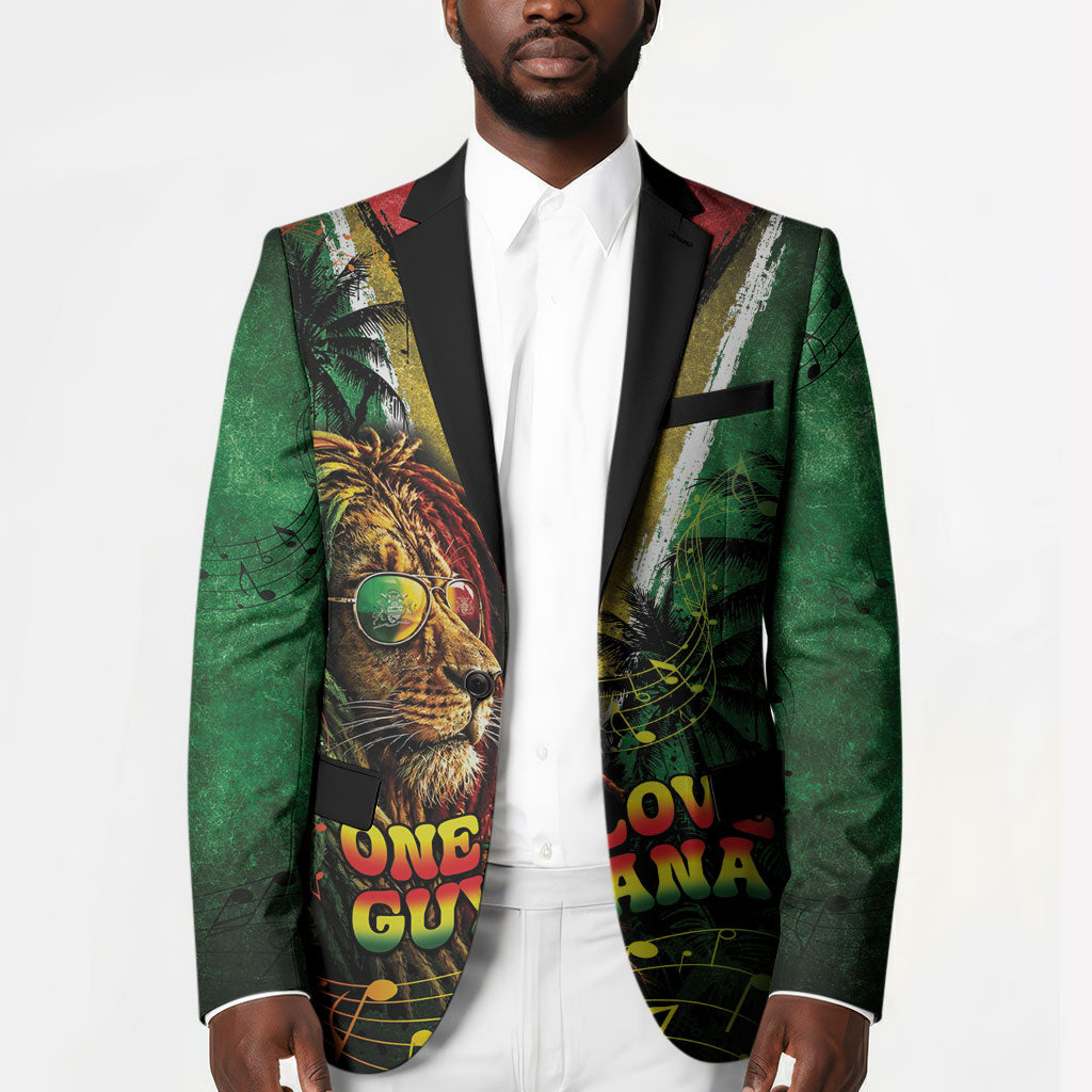 One Love Guyana Blazer Rastafarian Lion Reggae Grunge Style