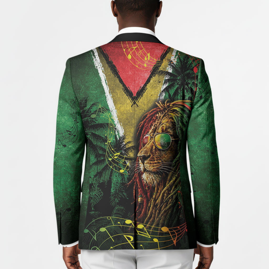 One Love Guyana Blazer Rastafarian Lion Reggae Grunge Style