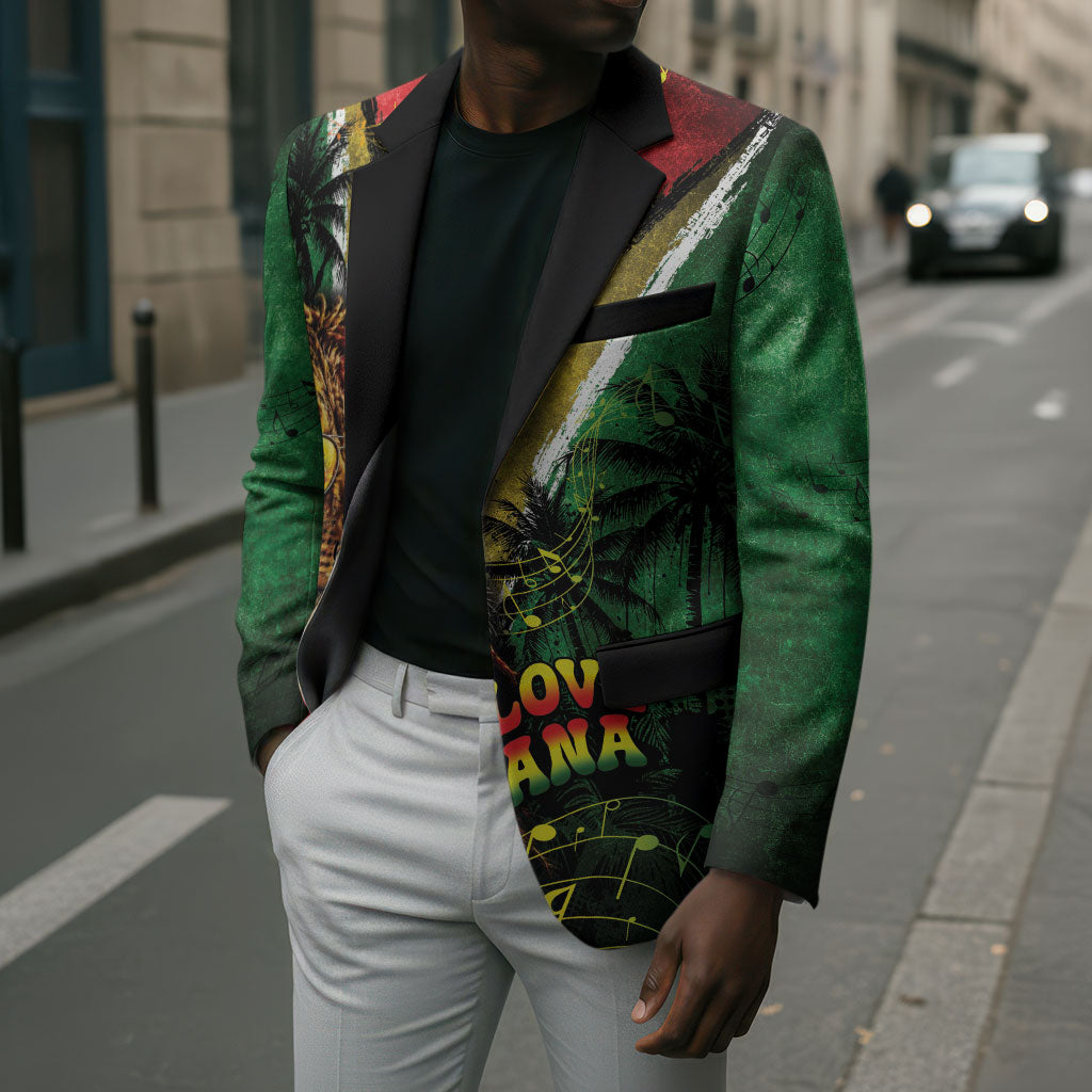 One Love Guyana Blazer Rastafarian Lion Reggae Grunge Style