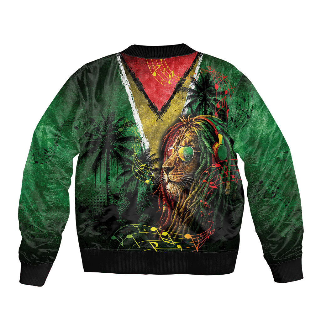 One Love Guyana Bomber Jacket Rastafarian Lion Reggae Grunge Style