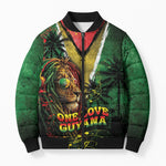 One Love Guyana Bomber Puffer Jacket Rastafarian Lion Reggae Grunge Style