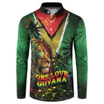 One Love Guyana Button Sweatshirt Rastafarian Lion Reggae Grunge Style