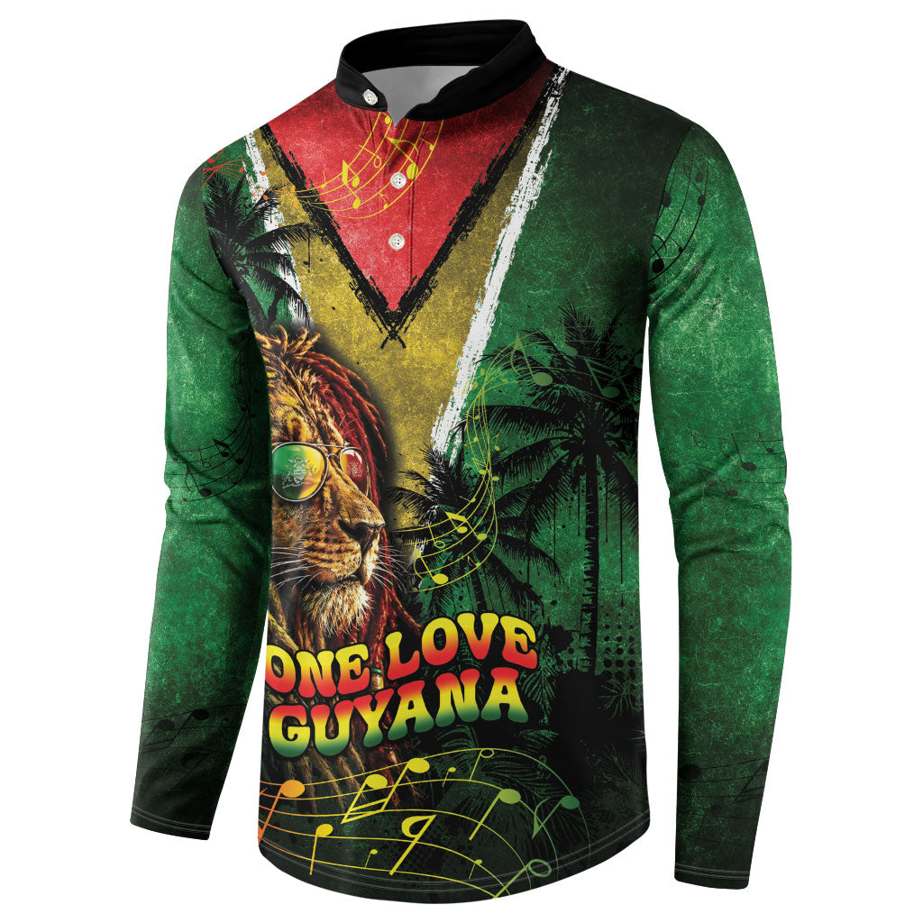 One Love Guyana Button Sweatshirt Rastafarian Lion Reggae Grunge Style