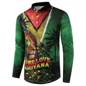 One Love Guyana Button Sweatshirt Rastafarian Lion Reggae Grunge Style