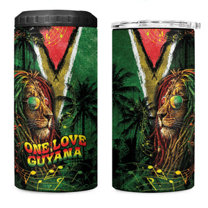 One Love Guyana 4 in 1 Can Cooler Tumbler Rastafarian Lion Reggae Grunge Style