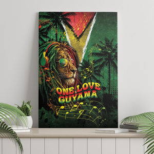 One Love Guyana Canvas Wall Art Rastafarian Lion Reggae Grunge Style