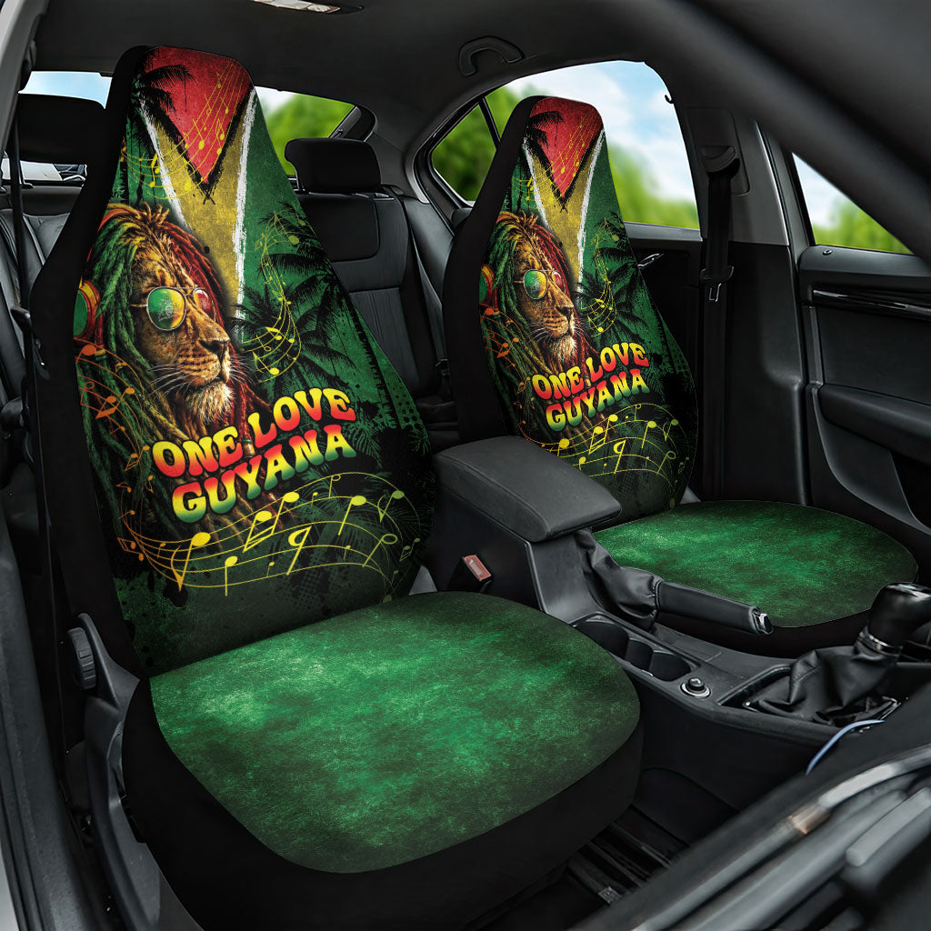 One Love Guyana Car Seat Cover Rastafarian Lion Reggae Grunge Style