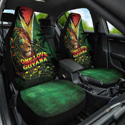 One Love Guyana Car Seat Cover Rastafarian Lion Reggae Grunge Style