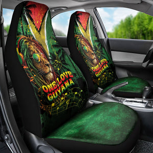 One Love Guyana Car Seat Cover Rastafarian Lion Reggae Grunge Style