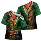 One Love Guyana Cross Shoulder Shirt Rastafarian Lion Reggae Grunge Style