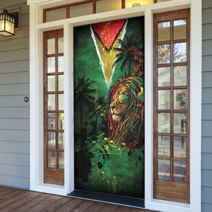 One Love Guyana Door Cover Rastafarian Lion Reggae Grunge Style