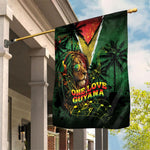One Love Guyana Garden Flag Rastafarian Lion Reggae Grunge Style