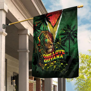 One Love Guyana Garden Flag Rastafarian Lion Reggae Grunge Style