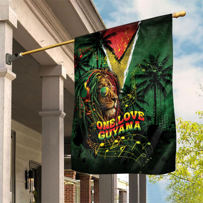 One Love Guyana Garden Flag Rastafarian Lion Reggae Grunge Style